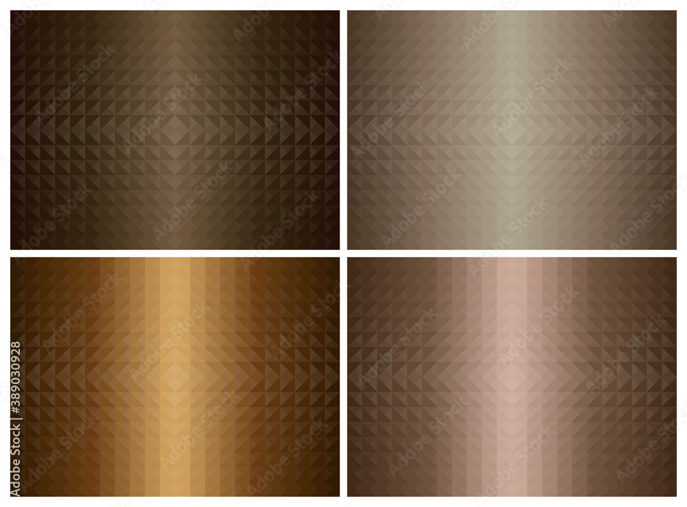 Abstract geometric triangle shape background set, brown color earth tone. Cover pattern design. Vector illustration. Abstract geometric triangle shape background set, brown color earth tone. Cover pattern design. Vector illustration.