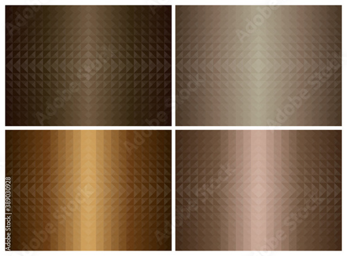 Abstract geometric triangle shape background set, brown color earth tone. Cover pattern design. Vector illustration.