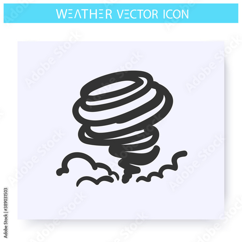 Hurricane icon. Hand drawn sketch. Typhoon. Spiral storm. Windstorm. Tornado. Natural disaster. Weather forecast concept. Meteorology sign. Isolated vector illustration