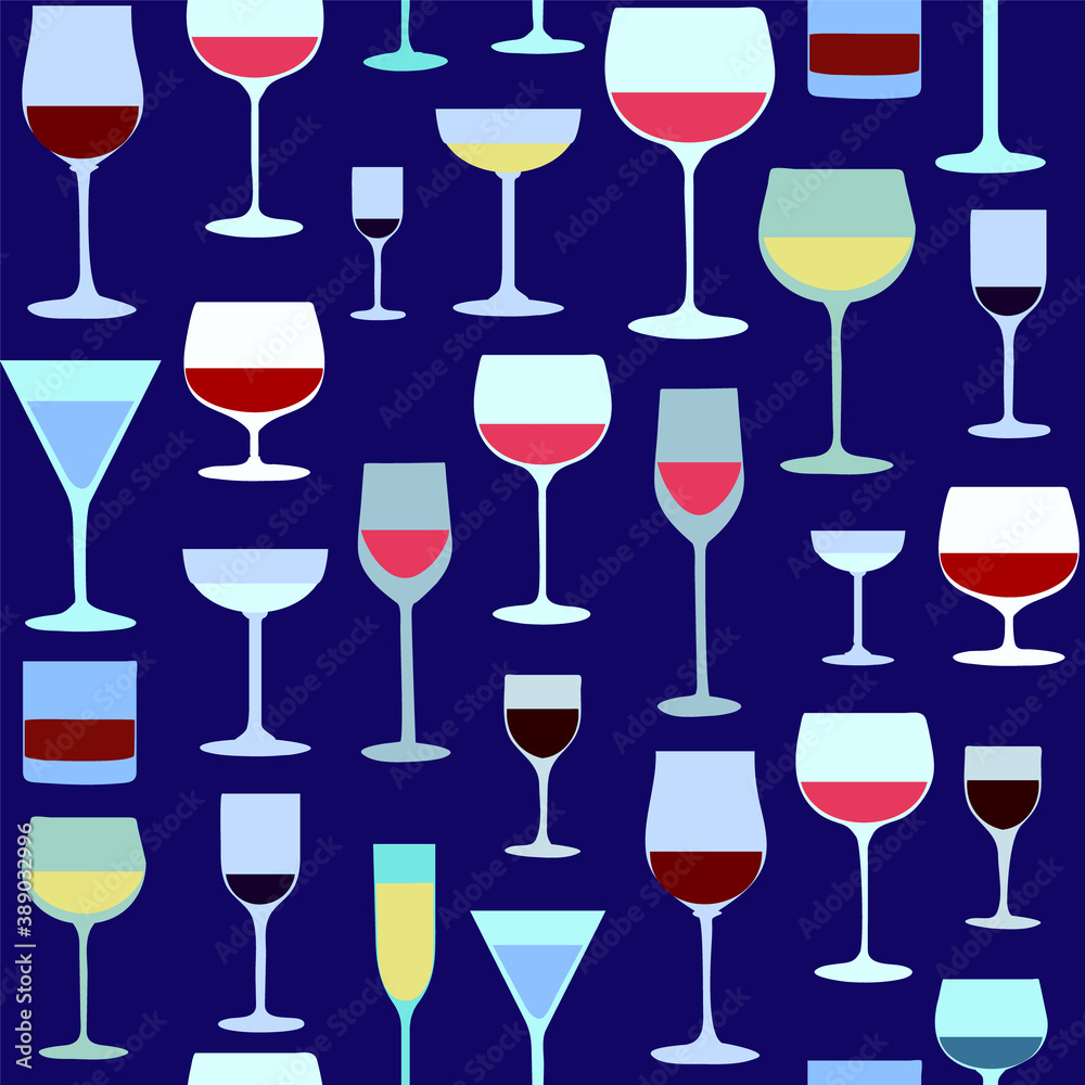 background with wine glasses Bright colors pattern background with wine glasses Bright colors pattern