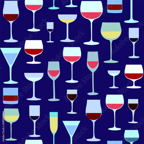 background with wine glasses Bright colors pattern