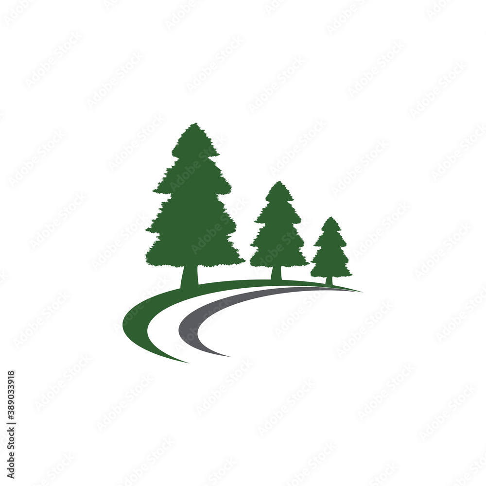 Obraz premium Cedar tree vector icon illustration design template