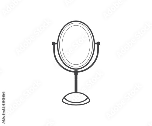 Mirror Icon, Mirror symbol, Mirror vector, Hand Mirror Icon Symbol Vector Illustration. Woman Portable Cosmetic Makeup Mirror. Flat Vector Icon illustration. The sim black symbol on white background. 