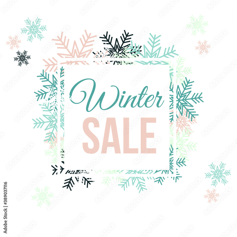 Winter sale template isolated on the white background. Vector illustration in flat style