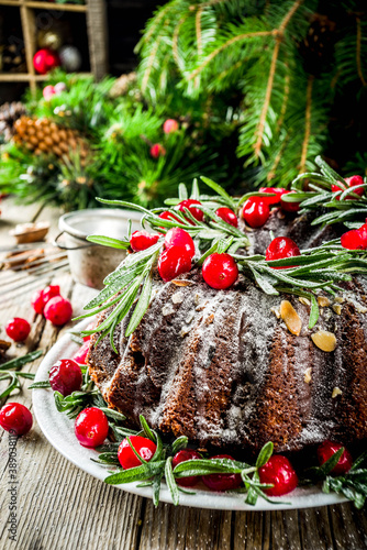 Dark chocolate gingerbread christmas bundt cake