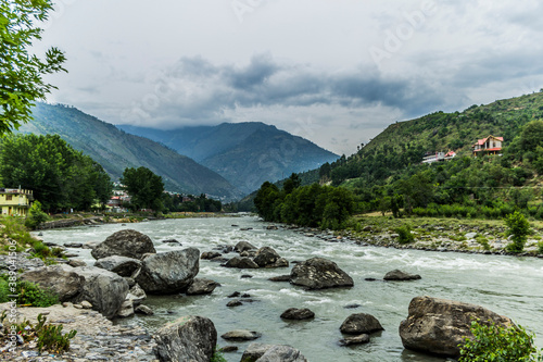 Beas river flowing in Manali photo