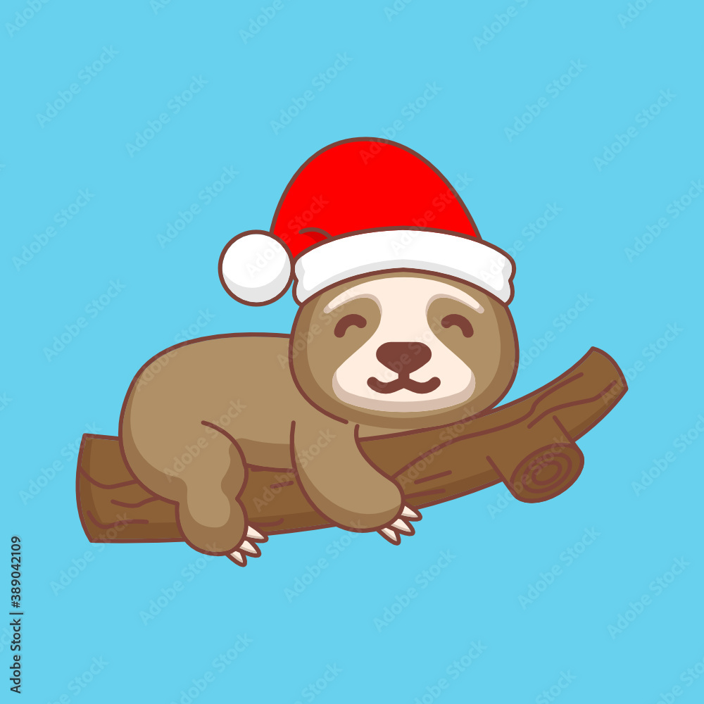 Cute sloth with Christmas costume Cute sloth with Christmas costume