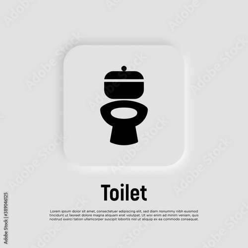 Toilet icon with bowl. Thin line vector illustration for logo of plumber or bathroom equipment shop.