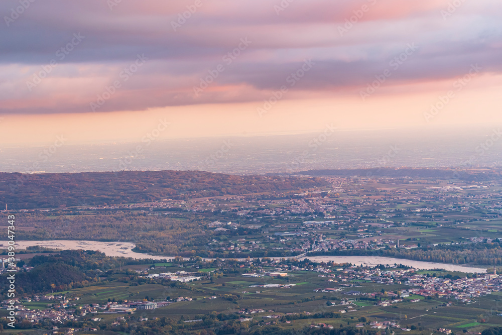 View from Mount Cesen at sunset