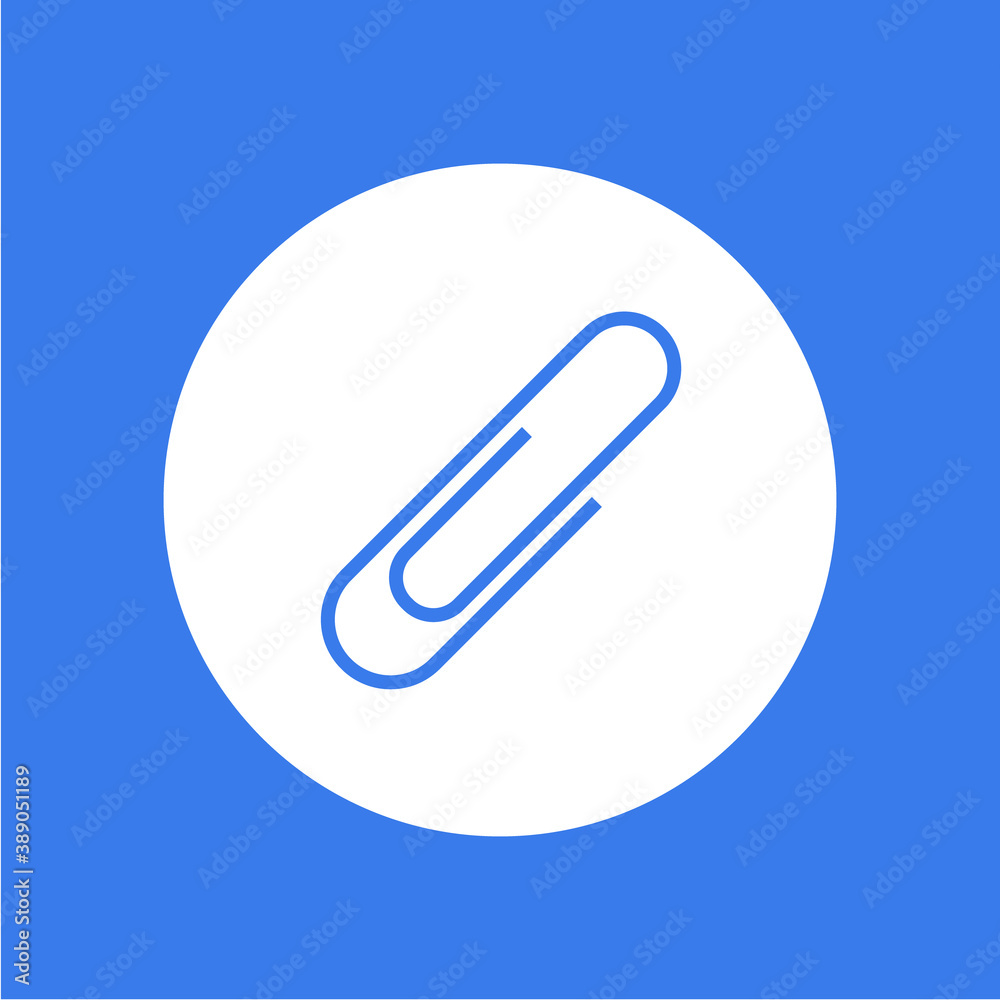 Blue icon with paperclip icon on light blue background Blue icon with paperclip icon on light blue background