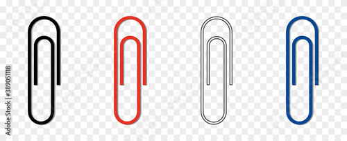 Clip. A set of paper clips. Isolated icons on transparent background