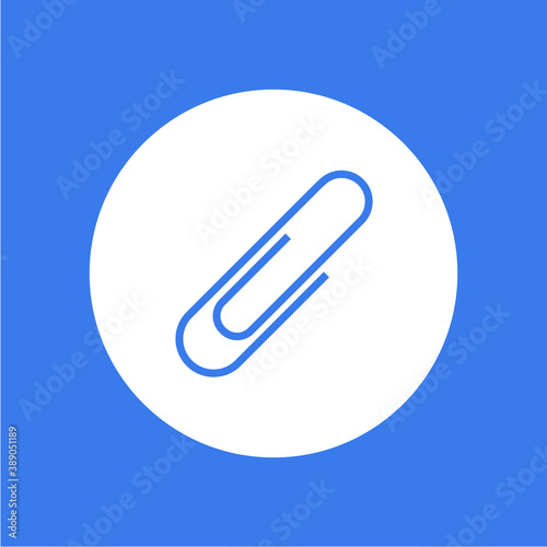 Blue icon with paperclip icon on light blue background