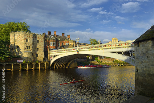 Ouse River and Lendal Bridge in York. York is a historic walled city in North Yorkshire, England.  photo