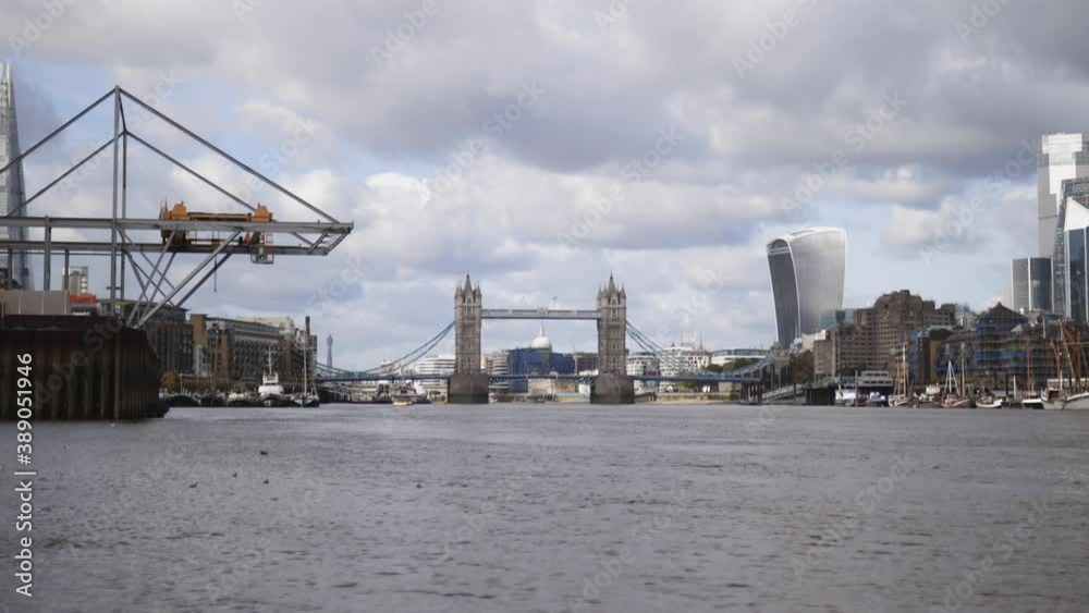 The River Thames with a Cityscape and the Tower Bridge as background The River Thames with a Cityscape and the Tower Bridge as background