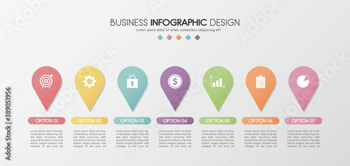 Business infographic template with 7 steps. Vector