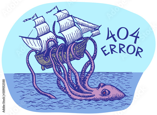 Kraken attacked a sailing ship and wants to break it.