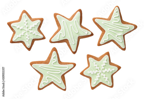 Gingerbread Star Cookies With Green Icing