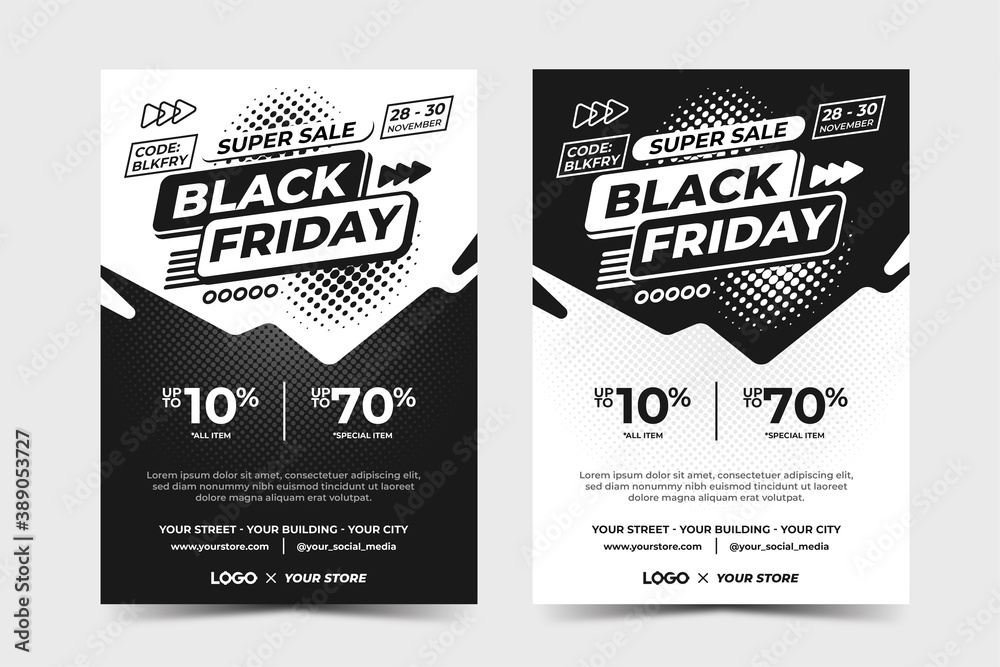 Black Friday Super Sale Black and White Flyer Template Black Friday Super Sale Black and White Flyer Template