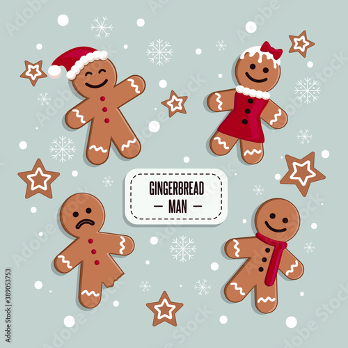 Set of gingerbread men for Christmas