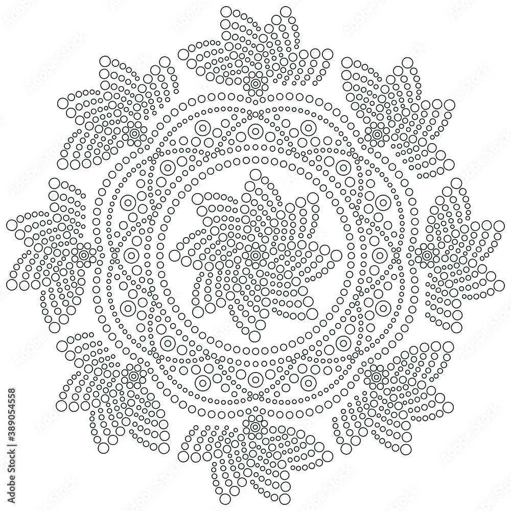 Dot mandala black and white vector illustration Stock Vector | Adobe Stock
