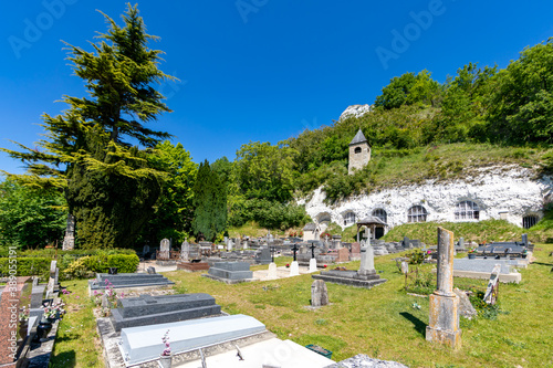 The troglodytic church of Haute-Isle, Val d'Oise, France photo