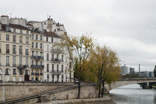 Paris France - 24 October 2020 - view of the famous st louis isle on the Seine river