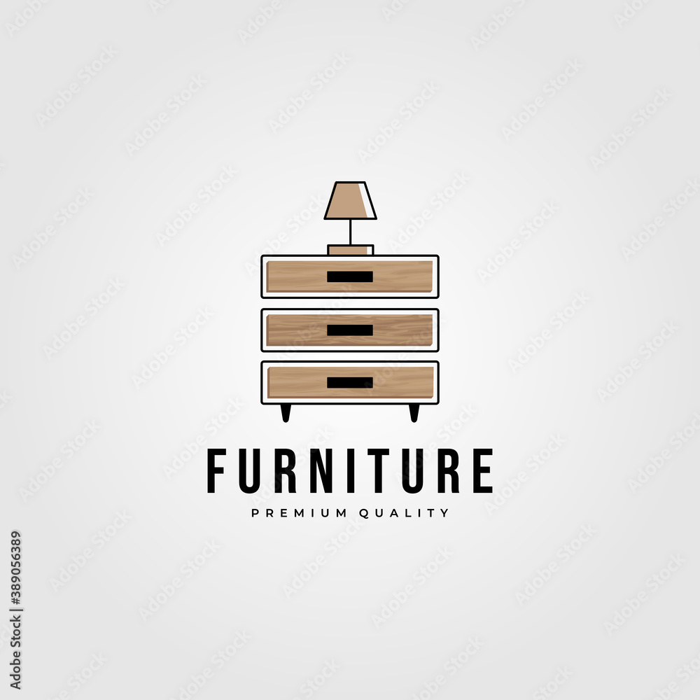 drawer furniture hardwood logo vector illustration design, furniture minimalist logo design
