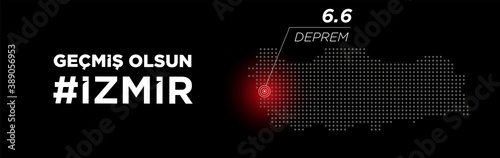 Big disasters in Izmir Turkey from Aegean earthquake 6.6 Richter at Samos, Greece.Get well soon for izmir (Translation: Gecmis olsun izmir) vector illustration.
