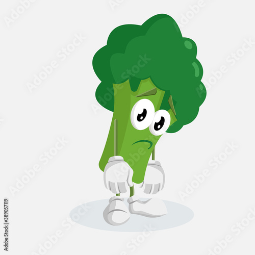 broccoli vegetable mascot in cute pose