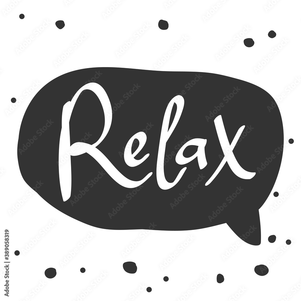 Relax. Cartoon illustration Fashion phrase. Cute Trendy Style design font. Vintage vector hand drawn illustration. Vector logo icon. Relax. Cartoon illustration Fashion phrase. Cute Trendy Style design font. Vintage vector hand drawn illustration. Vector logo icon.