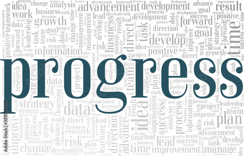 Progress vector illustration word cloud isolated on a white background.