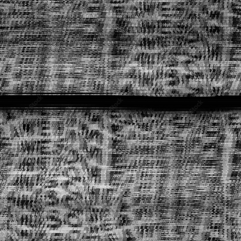 Obraz premium Seamless techno glitch RGB monitor noise. High quality illustration. Repeat bad data pattern. Futuristic distorted signal computer screen failure. Red green and blue distortion texture effect.