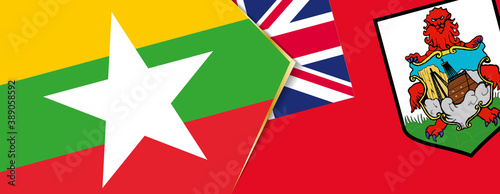 Myanmar and Bermuda flags, two vector flags.
