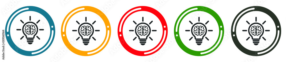 Bulb icon set. flat design vector illustration in 5 colors options for web design Bulb icon set. flat design vector illustration in 5 colors options for web design