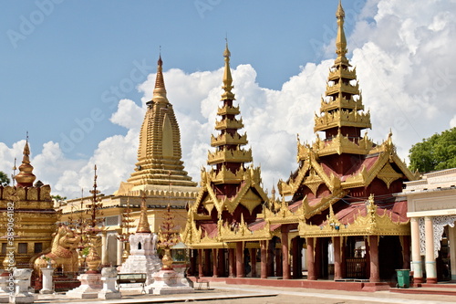 The Shwezigon Pagoda is a Buddhist temple located in Nyaung-U, near Bagan. Myanmar. Asia.