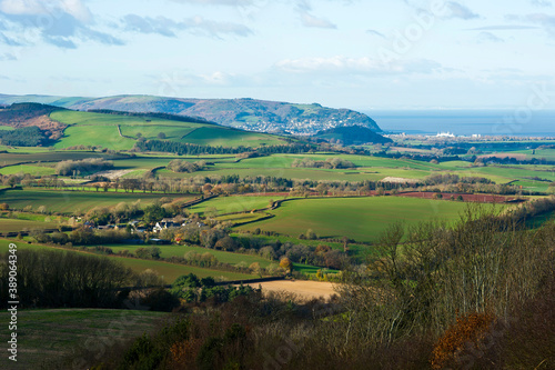 View towards Minehead and Exmoor near the village of Roadwater, Somerset 