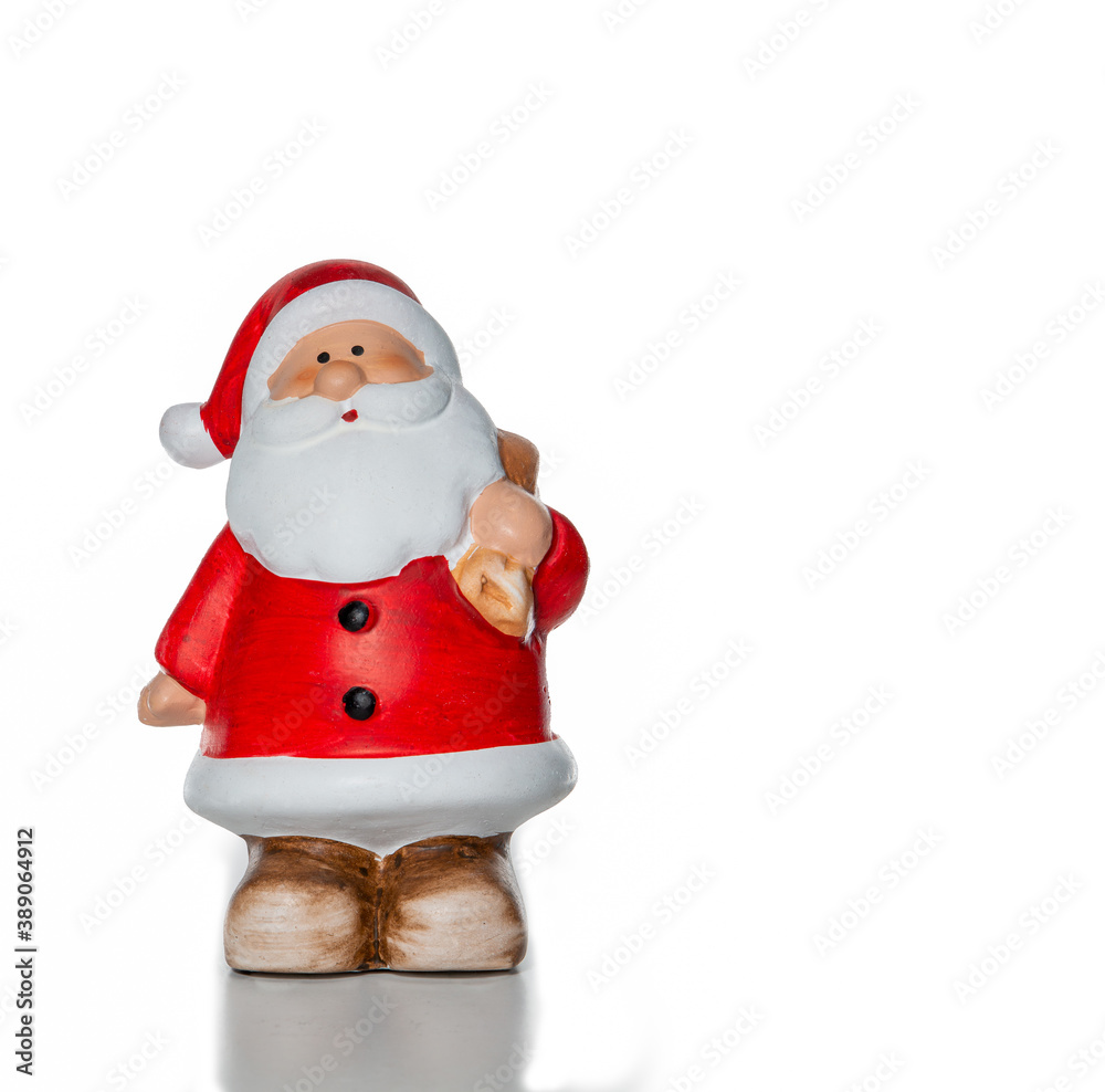little fat santa claus with gift bag isolated little fat santa claus with gift bag isolated