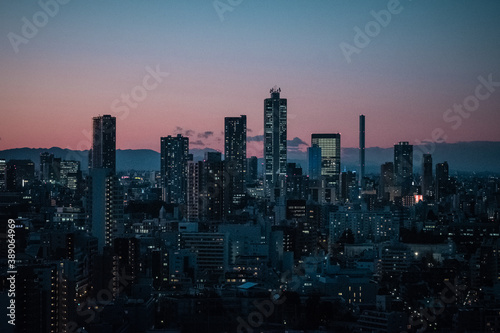 sunset over city, Bunkyo, Ikebukuro, Japan © Yasujirowsky