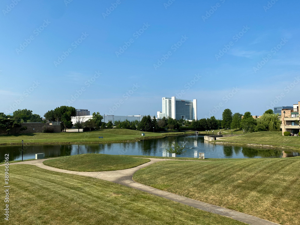 Corporate Grounds with Path and Ponds