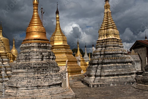 Stupa in Hsin Khaung Buddhist Monastery, Pindaya city. Shan State. Myanmar. Asia.