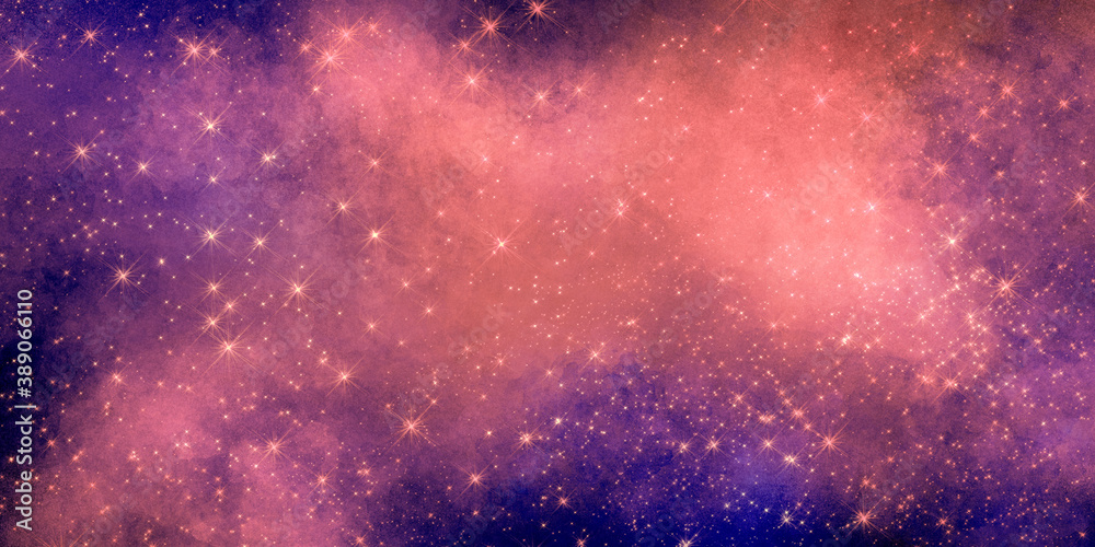 space bright pink blue rich grunge festive universal magic background with many stars