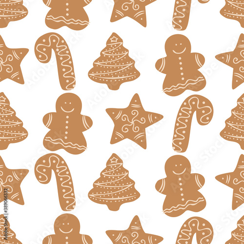 Seamless vector colorful pattern illustration of traditional ginger bread figures
