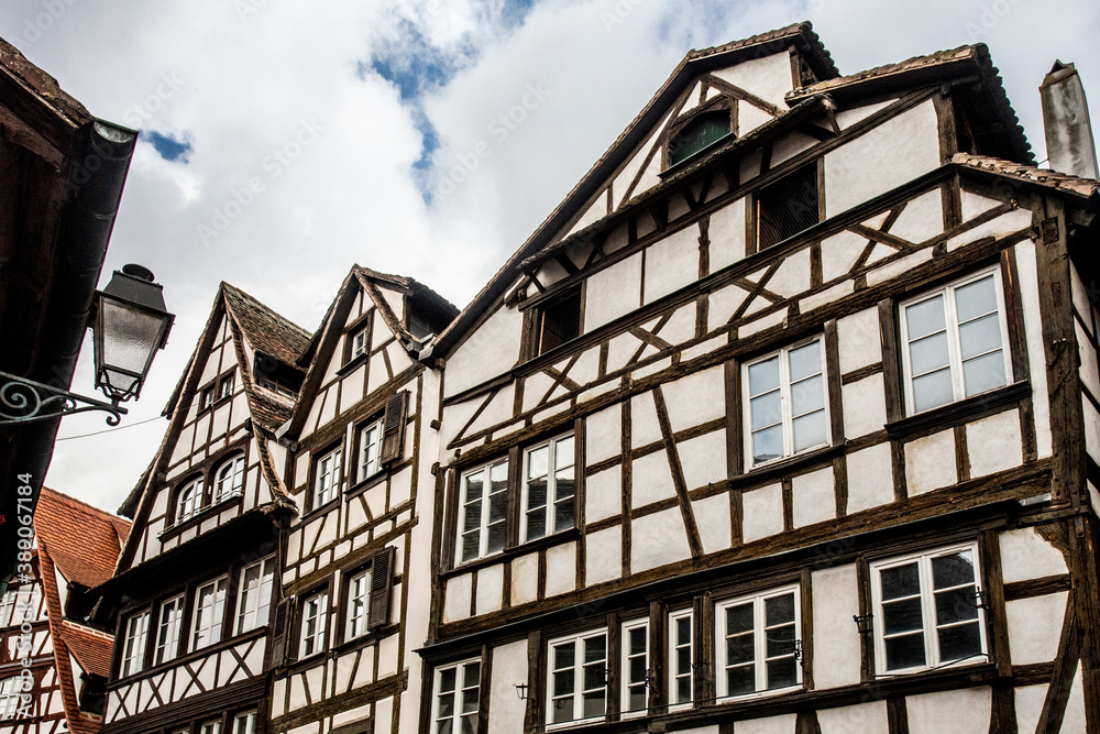 Fototapeta premium Example of beautiful old architecture on half timbered buildings seen from Strasbourg France