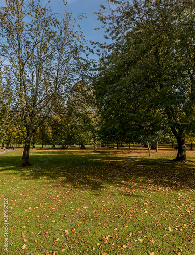 A view across Houndwell Park in Southampton, UK in Autumn