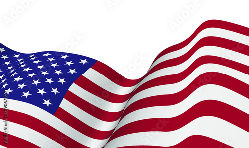 the US flag flapping in the wind. Vector illustration. Election day and 4th of July holiday
