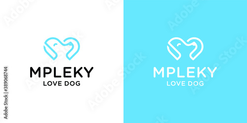Dog with love pet care logo design inspiration template