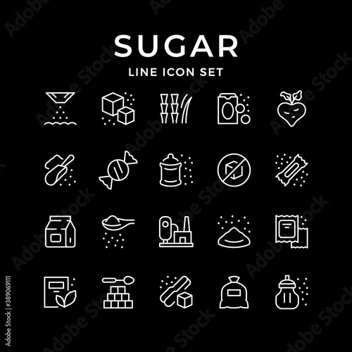 Set line icons of sugar