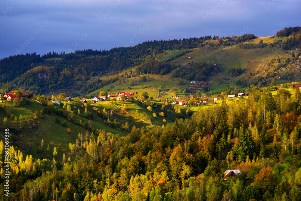 Autumn landscape in the Carpathians, Romania, Europe