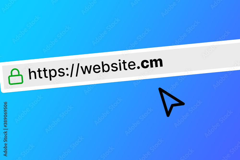 url browser bar with a website with a cm domain - obrazy, fototapety, plakaty 