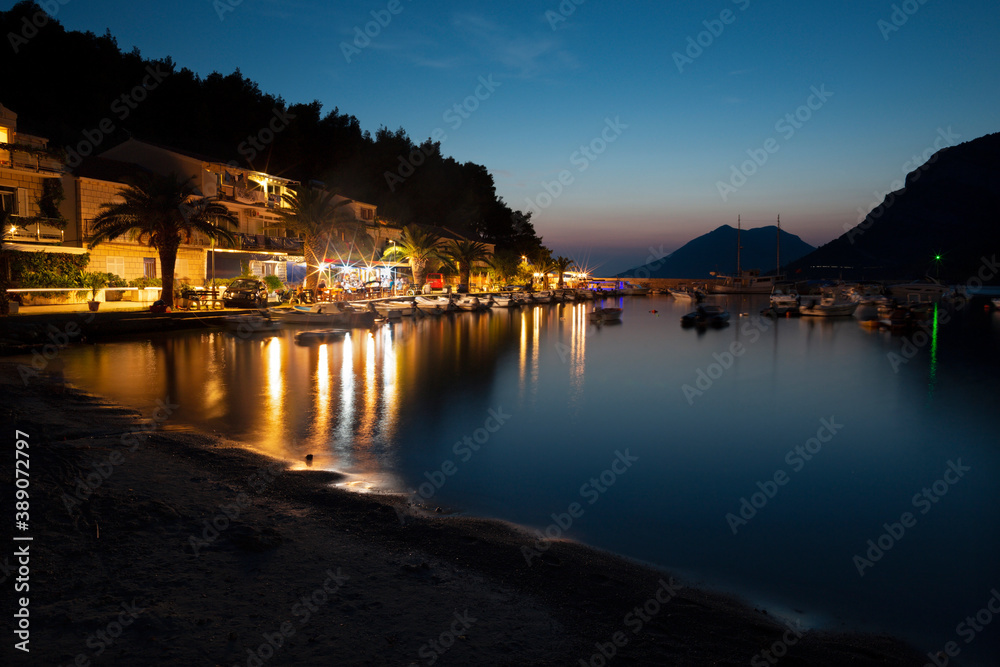 Croatia - The evening atmosphere in little harbor of Zuliana village - Peljesac peninsula.
